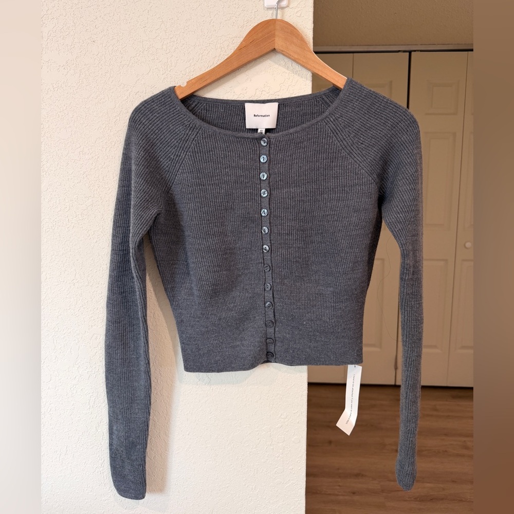 Reformation Meadow Regenerative Merino Cardigan - Grey (XS) (NWT)